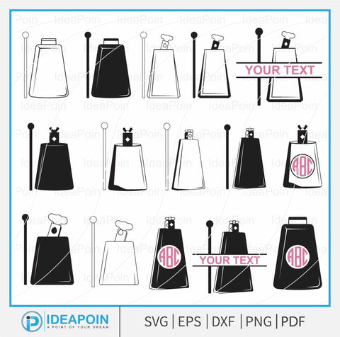 Cowbell SVG File, Percussion SVG, Drumsticks svg, cowbell monogram, Cowbell Png, Cowbell Silhouette, Cowbell Clipart, Cowbell Cut File SVG Dinvect 