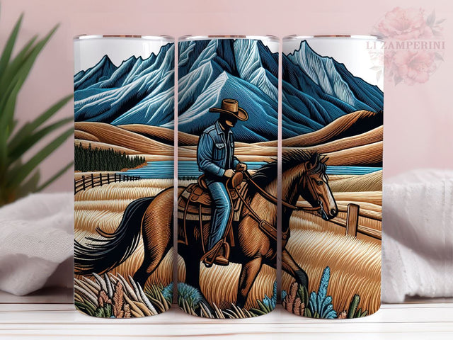 Cowboy 20 oz Tumbler Wrap, Western Straight Tumbler, Instant Digital Download PNG, Straight & Tapered Tumbler Wrap PNG Sublimation Li Zamperini 