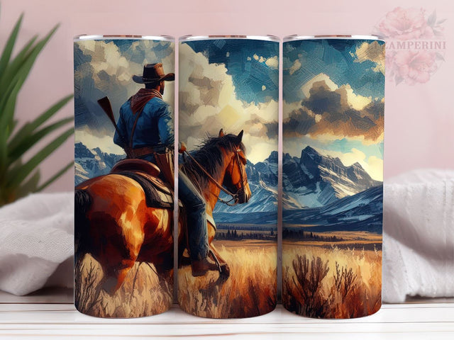 Cowboy 20 oz Tumbler Wrap, Western Straight Tumbler, Instant Digital Download PNG, Straight & Tapered Tumbler Wrap PNG Sublimation Li Zamperini 