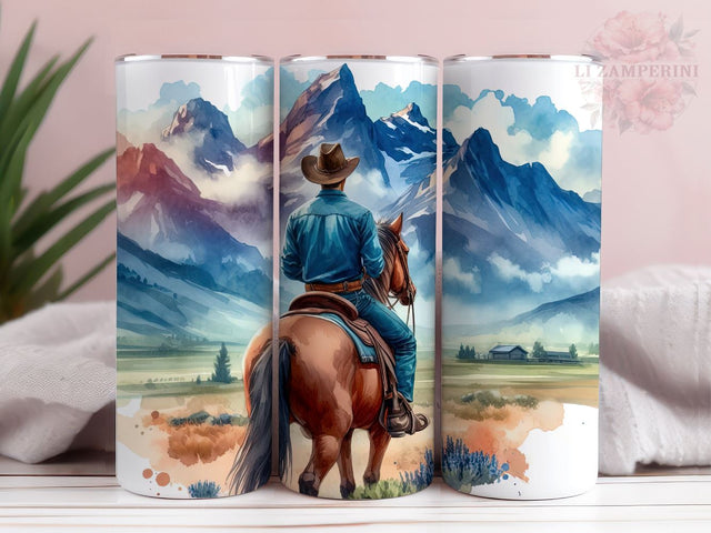 Cowboy 20 oz Tumbler Wrap, Western Straight Tumbler, Instant Digital Download PNG, Straight & Tapered Tumbler Wrap PNG Sublimation Li Zamperini 