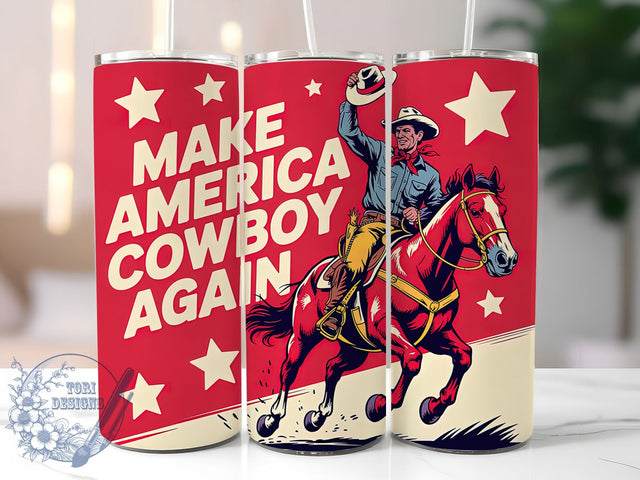 Cowboy America 20oz Tumbler, Cowboy Theme Wrap, Western Patriotic Design, Rustic Sublimation Wrap, Country Cowboy Quote, 20oz Tumbler Design, PNG Tumbler Wrap Sublimation ToriDesigns 