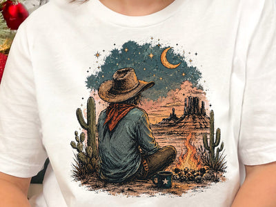 Cowboy and Dog Sunset PNG, Western Desert Sublimation Design SVG DesignDestine 