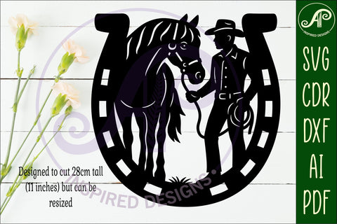 Cowboy and horse wall sign svg laser cut SVG APInspireddesigns 