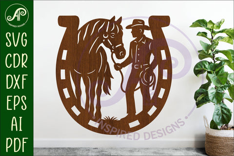Cowboy and horse wall sign svg laser cut SVG APInspireddesigns 