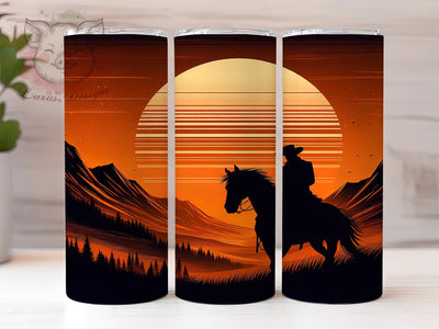 Cowboy Black Horse 20oz Tumbler Wrap, Majestic Black Horse, Flowing Mane Design, Western Cowboy Sublimation, Rustic Frontier PNG, 20oz Tumbler Wrap, Wild West Lifestyle Sublimation Lara' s Designs 