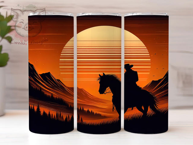 Cowboy Black Horse 20oz Tumbler Wrap, Majestic Black Horse, Flowing Mane Design, Western Cowboy Sublimation, Rustic Frontier PNG, 20oz Tumbler Wrap, Wild West Lifestyle Sublimation Lara' s Designs 