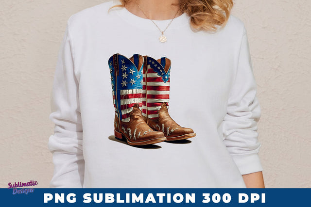 Cowboy Boots 4th of july PNG Sublimation Sublimation Sublimatiz Designs 