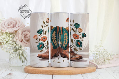 Cowboy Boots Floral 20oz Tumbler Wrap Sublimation sassyprint 
