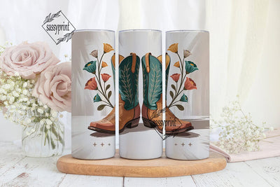 Cowboy Boots Floral 20oz Tumbler Wrap Sublimation sassyprint 