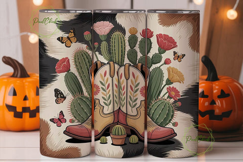 Cowboy Boots & Flowers 20oz Tumbler Sublimation PixelChick 