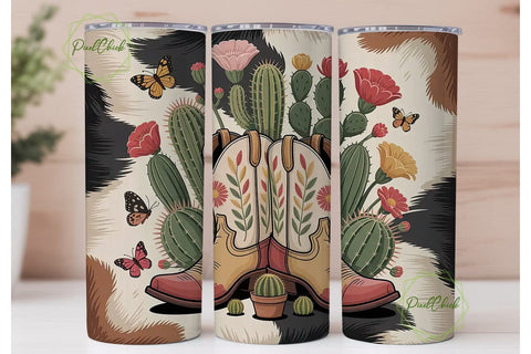 Cowboy Boots & Flowers 20oz Tumbler Sublimation PixelChick 
