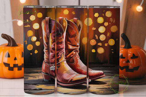 Cowboy Boots Glitter 20oz Tumbler Design Sublimation PixelChick 