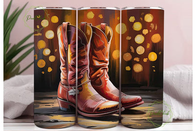 Cowboy Boots Glitter 20oz Tumbler Design Sublimation PixelChick 