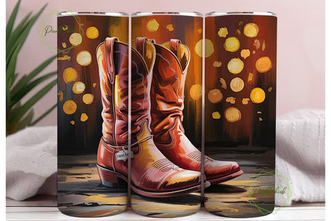 Cowboy Boots Glitter 20oz Tumbler Design Sublimation PixelChick 