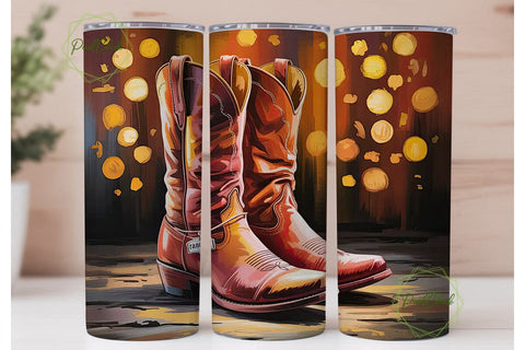 Cowboy Boots Glitter 20oz Tumbler Design Sublimation PixelChick 