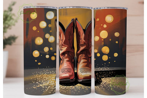 Cowboy Boots Glitter 20oz Tumbler Design Sublimation PixelChick 