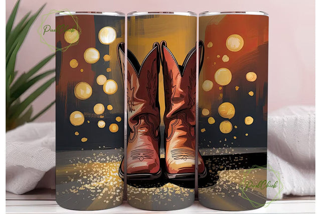 Cowboy Boots Glitter 20oz Tumbler Design Sublimation PixelChick 