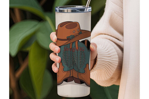 Cowboy Boots & Hat 20oz Tumbler Wrap Sublimation DesignSVG 