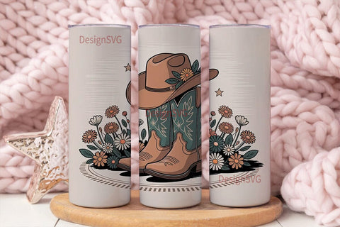 Cowboy Boots & Hat 20oz Tumbler Wrap Sublimation DesignSVG 