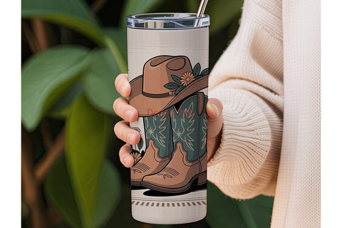 Cowboy Boots & Hat 20oz Tumbler Wrap Sublimation DesignSVG 