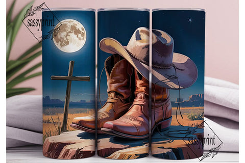 Cowboy Boots & Hat 20oz Tumbler Wrap Sublimation sassyprint 
