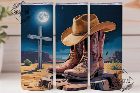 Cowboy Boots & Hat 20oz Tumbler Wrap Sublimation sassyprint 