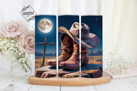 Cowboy Boots & Hat 20oz Tumbler Wrap Sublimation sassyprint 
