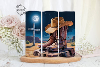 Cowboy Boots & Hat 20oz Tumbler Wrap Sublimation sassyprint 
