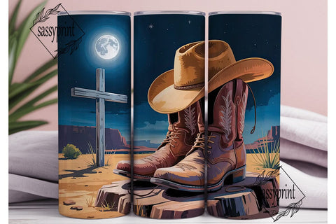 Cowboy Boots & Hat 20oz Tumbler Wrap Sublimation sassyprint 
