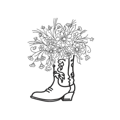 Cowboy boots machine embroidery design, floral boots embroidery file, western embroidery files, 5 sizes, Instant download Embroidery/Applique DESIGNS Nino Nadaraia 