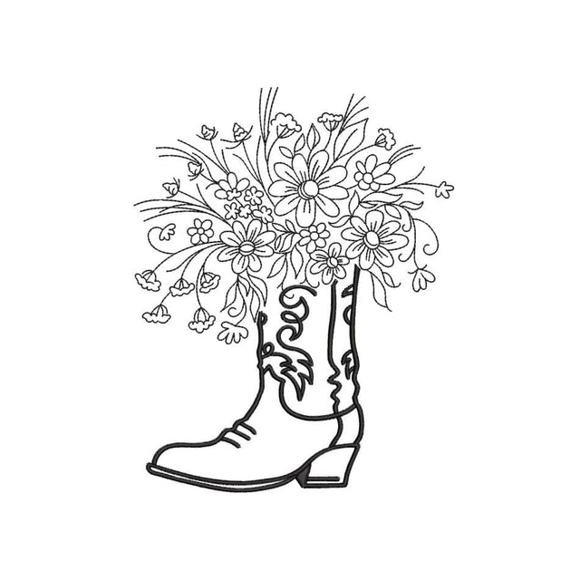 Cowboy boots machine embroidery design, floral boots embroidery file, western embroidery files, 5 sizes, Instant download Embroidery/Applique DESIGNS Nino Nadaraia 