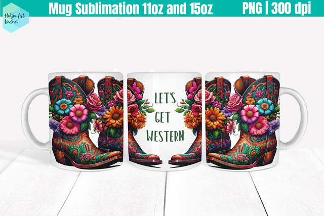 Cowboy boots Mug 11OZ and 15OZ Sublimation Helga Art 