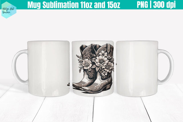 Cowboy boots Mug 11OZ and 15OZ Sublimation Helga Art 