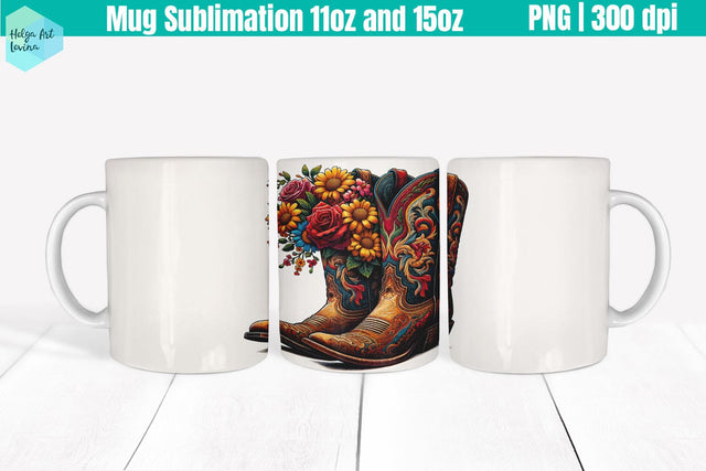 Cowboy boots Mug 11OZ and 15OZ Sublimation Helga Art 