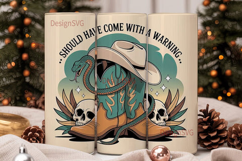 Cowboy Boots & Snake 20oz Tumbler Wrap Sublimation DesignSVG 