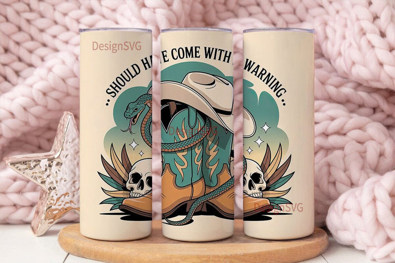 Cowboy Boots & Snake 20oz Tumbler Wrap Sublimation DesignSVG 