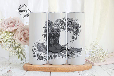 Cowboy Boots & Sunflowers Tumbler Wrap Sublimation sassyprint 
