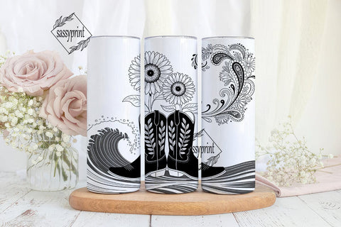 Cowboy Boots & Sunflowers Tumbler Wrap Sublimation sassyprint 