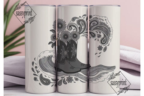 Cowboy Boots & Sunflowers Tumbler Wrap Sublimation sassyprint 