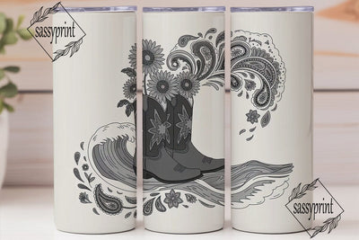 Cowboy Boots & Sunflowers Tumbler Wrap Sublimation sassyprint 