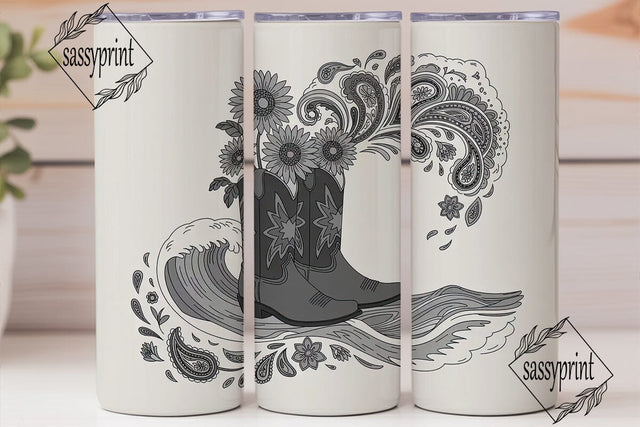 Cowboy Boots & Sunflowers Tumbler Wrap Sublimation sassyprint 