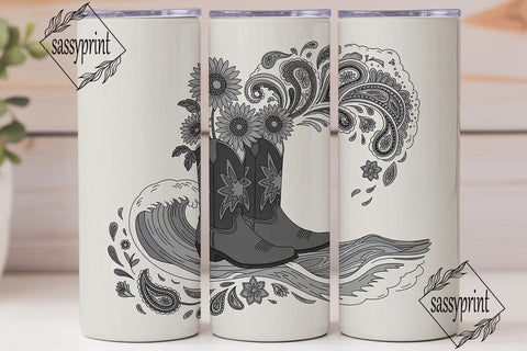 Cowboy Boots & Sunflowers Tumbler Wrap Sublimation sassyprint 