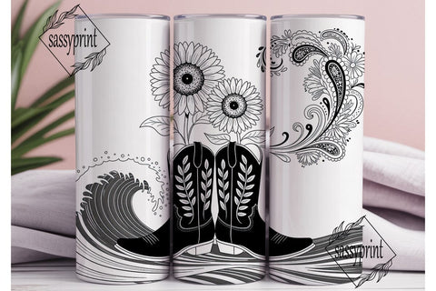 Cowboy Boots & Sunflowers Tumbler Wrap Sublimation sassyprint 