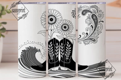 Cowboy Boots & Sunflowers Tumbler Wrap Sublimation sassyprint 