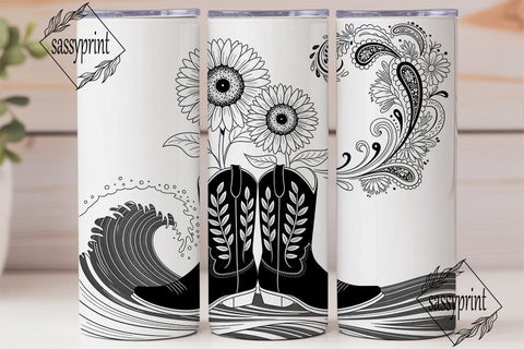 Cowboy Boots & Sunflowers Tumbler Wrap Sublimation sassyprint 