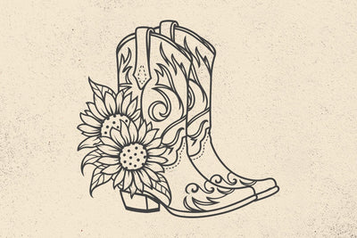 COWBOY BOOTS SVG, Boots decorated with flowers, Sunflowers svg, Western, Rodeo, Ranch, Cowgirl, Svg files for cricut and silhouette SVG DesignDestine 