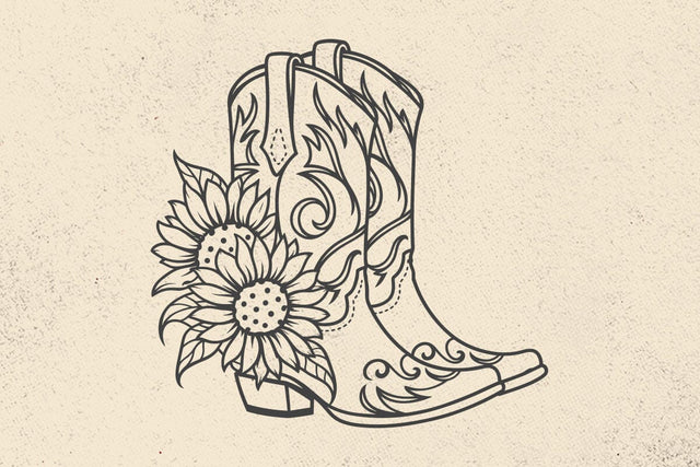 COWBOY BOOTS SVG, Boots decorated with flowers, Sunflowers svg, Western, Rodeo, Ranch, Cowgirl, Svg files for cricut and silhouette SVG DesignDestine 