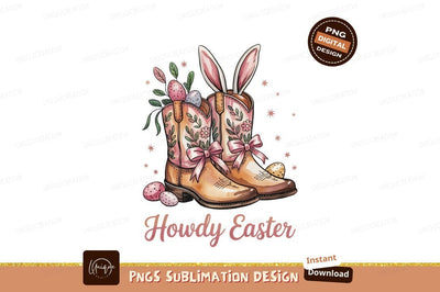 Cowboy Boots With Easter Eggs Illustration Sublimation Designangry 