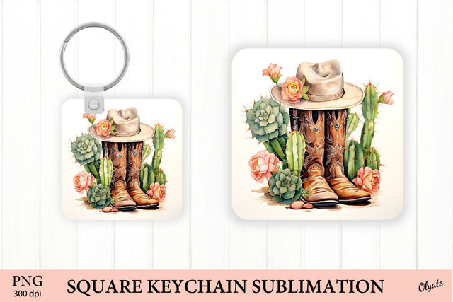 Cowboy Boots With Hat PNG. Cowboy Keychain PNG Sublimation Olga Terlyanskaya 
