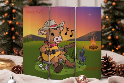 Cowboy Calf Campfire 20oz Tumbler Wrap Sublimation DesignSVG 